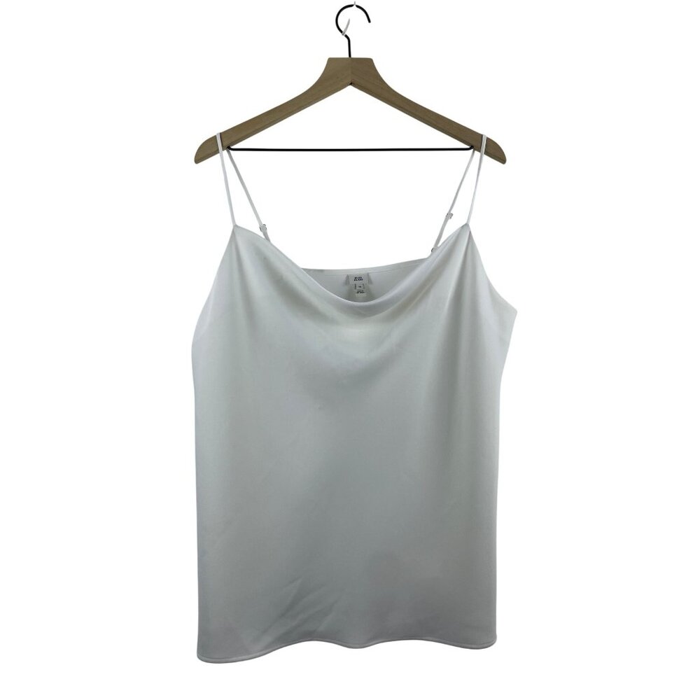 River Island Women's Size 12 US 16 UK White Sating Cowl Neck Camisole Tank White